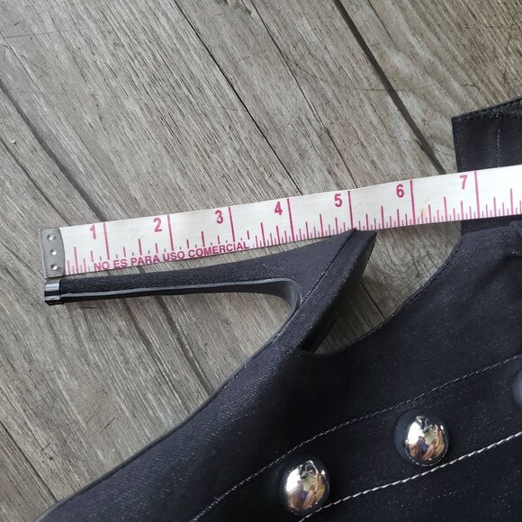 Liliana womens ankle booties Black Studded Peep Toe zipper closure high Sz 7.5 - Picture 4 of 13